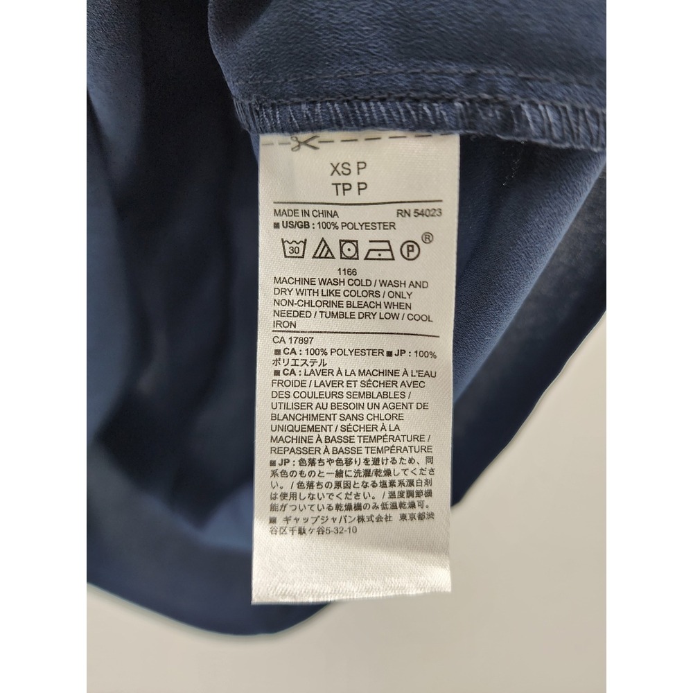 Banana Republic Petite XS Navy Blue Pleated V-Neck Sleeveless Chiffon Blouse Top - Picture 4 of 8